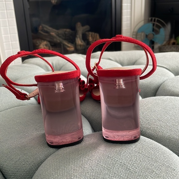 Urban Outfitters Rachel Lucite Red Block Heels - Picture 5 of 16